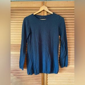 Peruvian Connection Fine Knit Sweater Long Sleeve Pullover Blue Pima Cotton Smal
